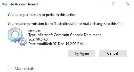 Trustedinstaller文件拒绝访问