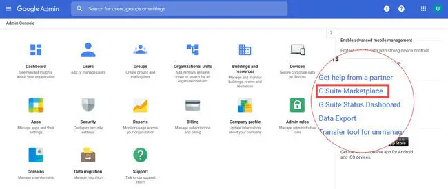 在谷歌找到GSuite市场管理