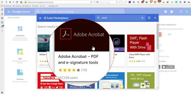 寻找Adobe Acrobat GSuite市场中使用域管理员