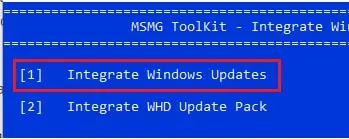 选择集成windows更新