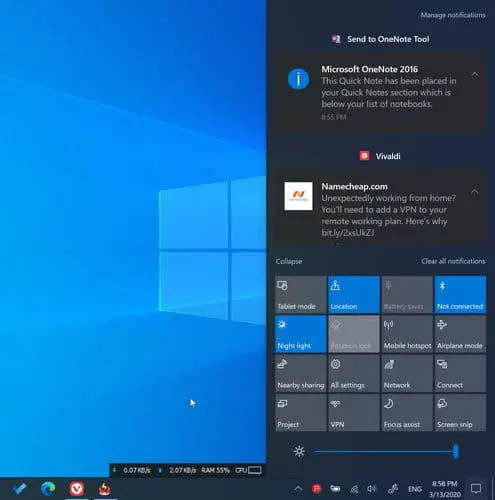 显示所有通知在Windows 10