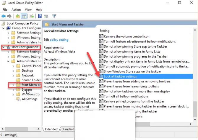 2方法禁用Windows 10任务栏1的所有设置
