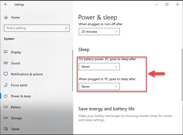 禁用睡眠10设置从Windows应用程序