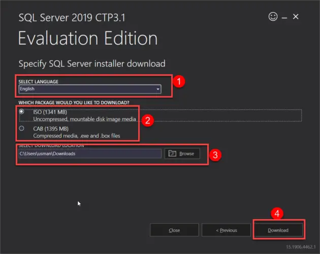 下载SQL Server 2019 ISO在任何语言