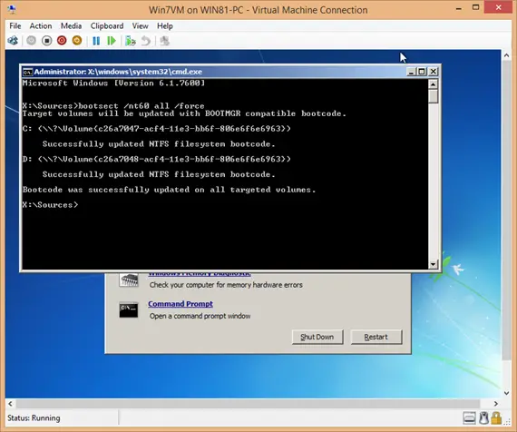 Windows 7的命令来解决黑屏成功执行