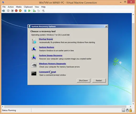 Windows 7为修复打开命令提示符